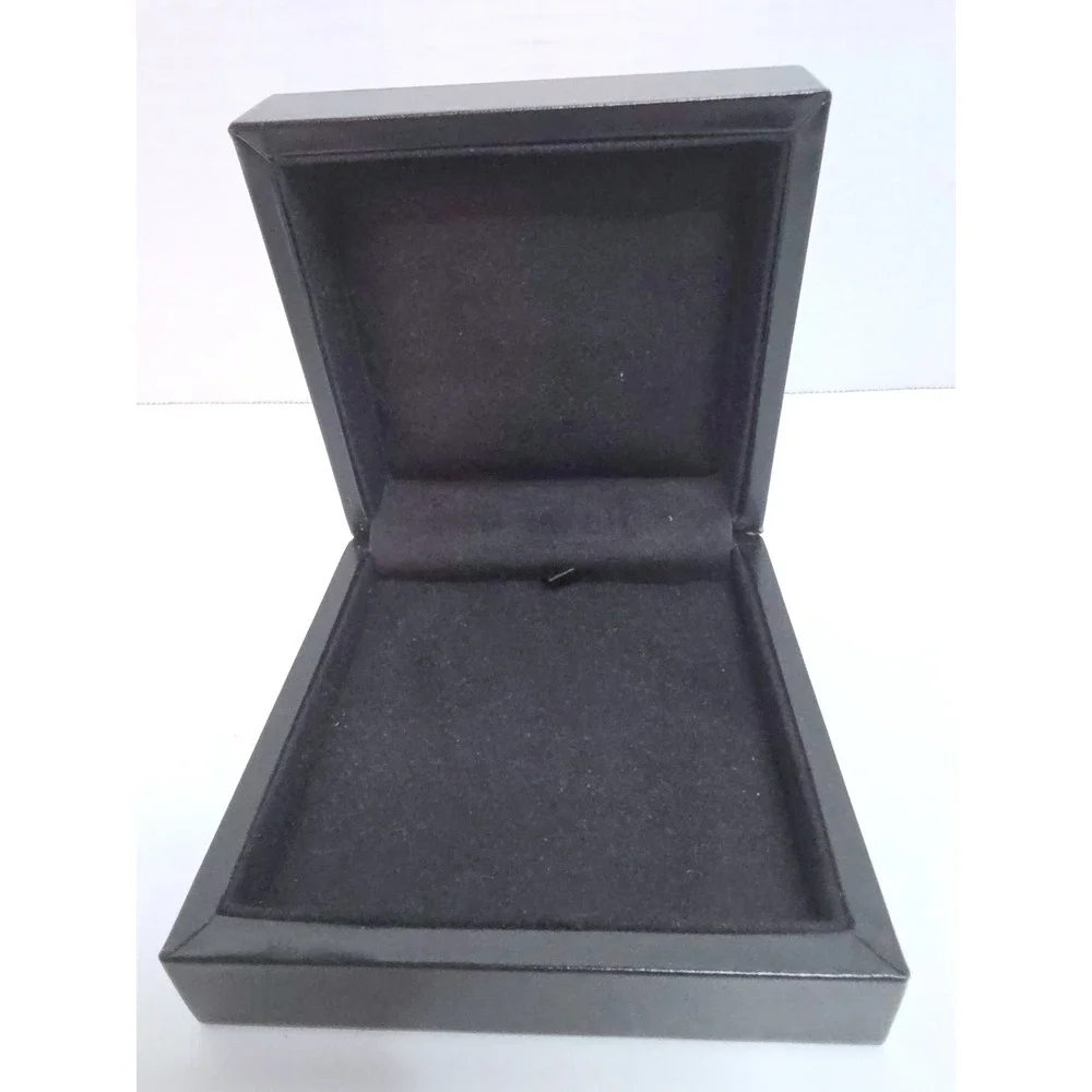 VTG IW Marks Black Faux Leather Jewelry Gift Box Velvet Lined Houston TX